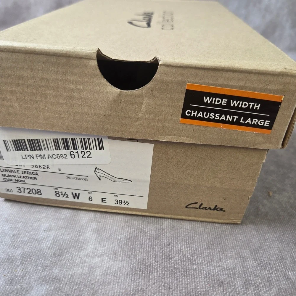 Clarks Linvale Jerica Black Leather Kitten Heel Pumps Womens 8.5 W Wide 26137208 - Picture 8 of 8